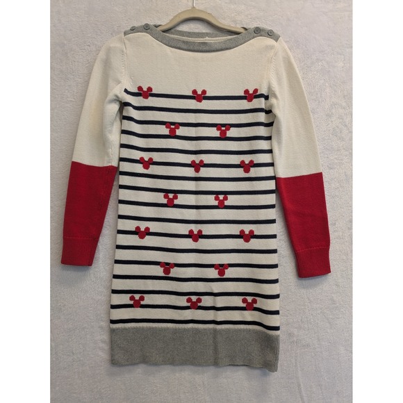 GAP Kids Disney Girls Striped Mickey Mouse Knit Sweater Dress Size L - Picture 1 of 8